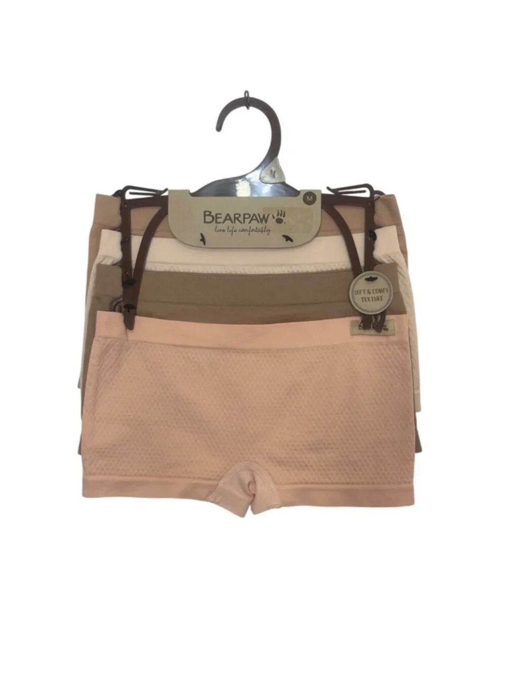 Bearpaw 4 Pack Comfort Boyshorts Panties Girls Medium New Neutral Tones